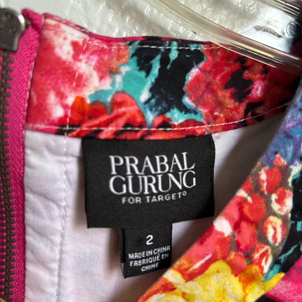Prabal Gurung for Target Dress Size 2 Floral Abstract White Skater Pinup Retro - Picture 5 of 11